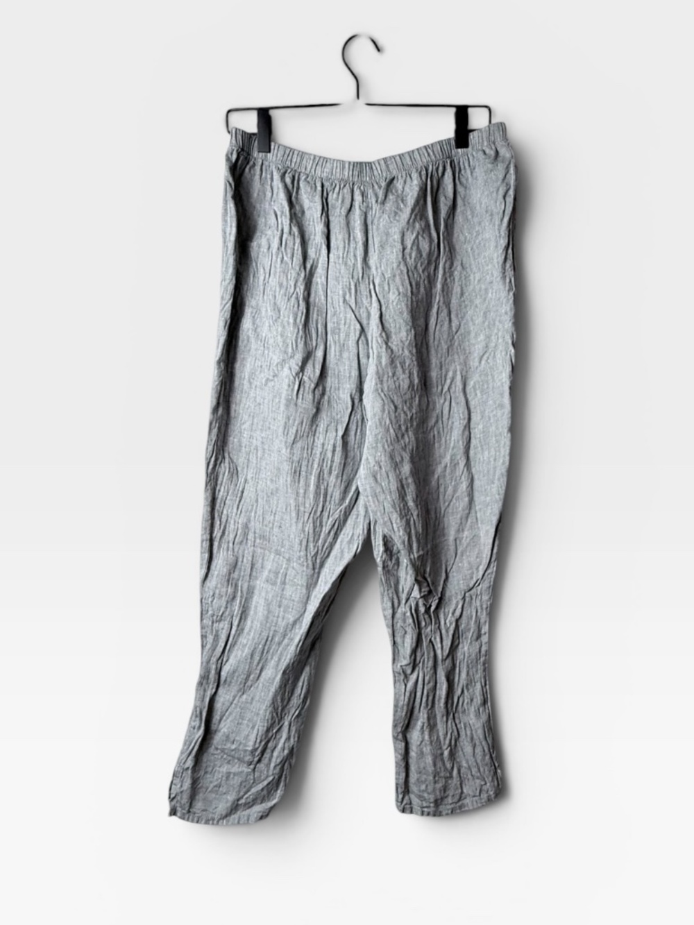 Flax 100% linen Studio Ankle Pant Grey/Blue Size Medium (G) - Picture 3 of 4